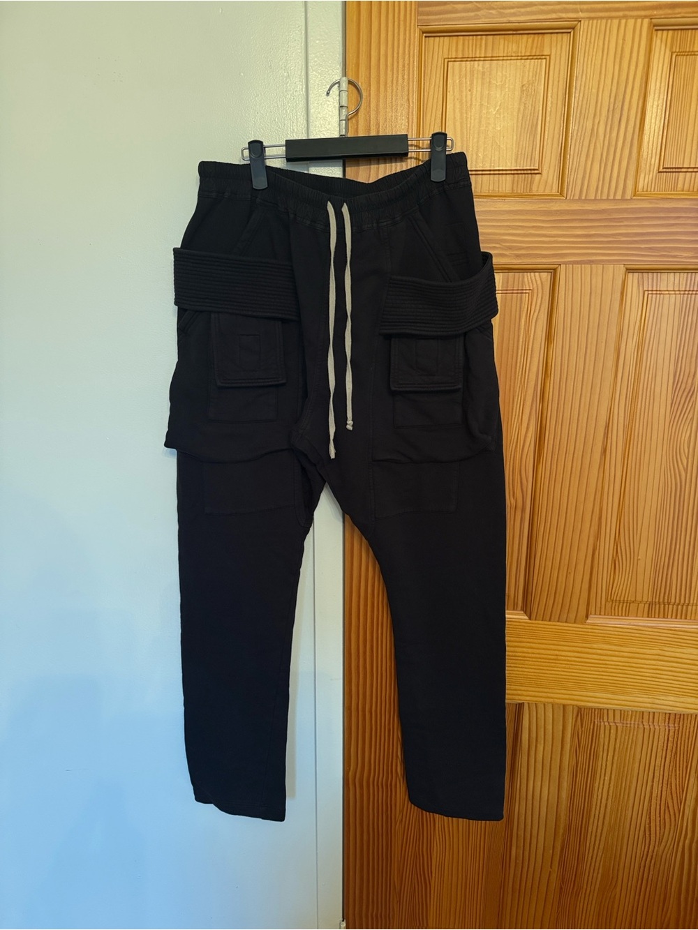Men's Black Cargo Pants with Drawstring Waist